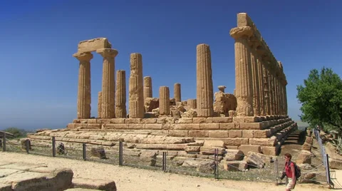 Valley of Temples, Temple of Hera, Agrigento, Sicily, Italy Stock Footage 32596422