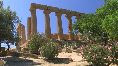 Valley of Temples, Temple of Hera, Agrigento, Sicily, Italy Stock Footage 32596434