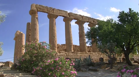 Valley of Temples, Temple of Hera, Agrigento, Sicily, Italy Stock Footage 32596438