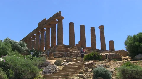 Valley of Temples, Temple of Hera, Agrigento, Sicily, Italy Stock Footage 32596444