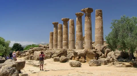 Valley of Temples, Temple of Hercules, Agrigento, Sicily, Italy Stock Footage 32596455