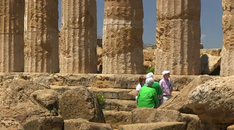 Valley of Temples, Temple of Hercules, Agrigento, Sicily, Italy Stock Footage 32596467