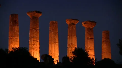 Valley of Temples, Temple of Hercules, Agrigento, Sicily, Italy Stock Footage 32596468