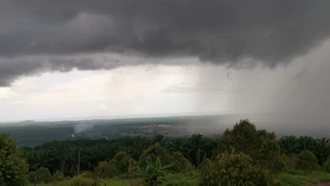 Valley Thunderstorm Panoramic View Stock Footage 205070708