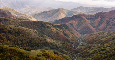 Valley from the top with road Stock Footage 163675192