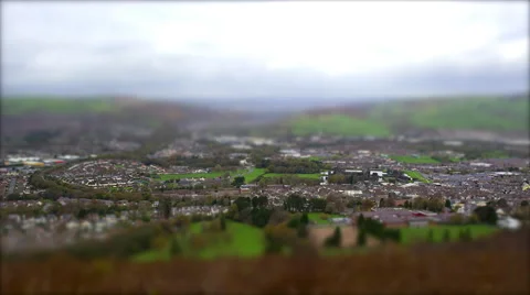 Valley Town on Overcast Day. Tilt Shift Timelapse 스톡 동영상 57506053