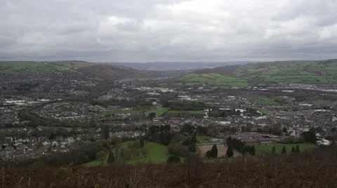 Valley Town on Overcast Day Timelapse Stock Footage
