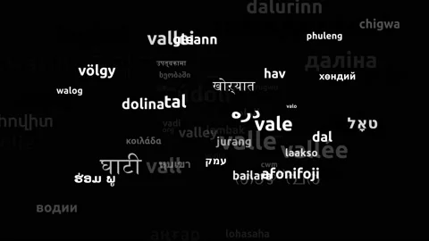 Valley Translated in 68 Worldwide Languages Endless Looping 3d Zooming Wordcl Video stock 145194880