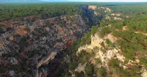 Valley Under the Forest, At Sunset, 4k Aerial View Stock Footage 147069241