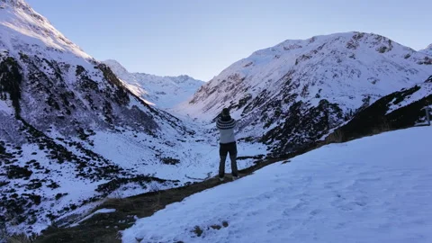 Valley view back to front drone circle far Video stock 323903141