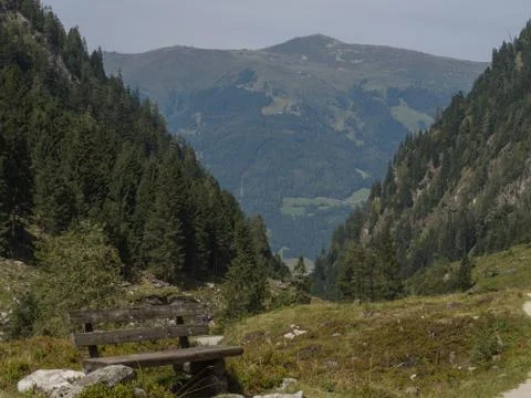 Valley view of a mountain peak Stock Photos