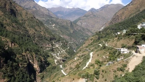 Valley view from Pipalkoti Stock Footage 100110466