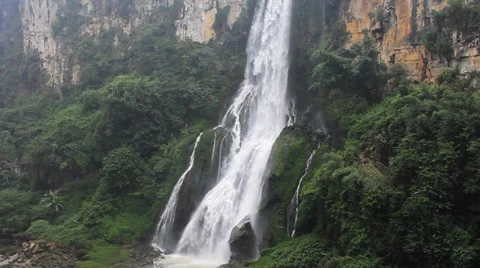 Valley waterfall Stock Footage 32168737