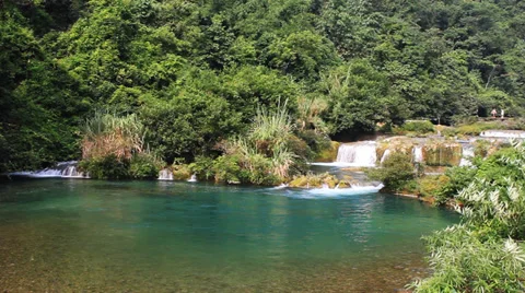 Valley waterfall Stock Footage