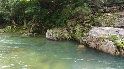 A valley where clear water flows to swim coolly in the hot summer_3 Stock Footage 280179155