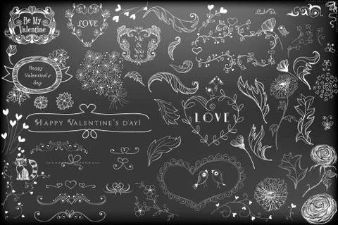 Valntines day design elements Stock Illustration