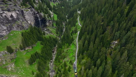 Vals - Cinematic view over its Alpine Dam Stock Footage 312700104