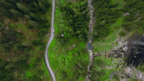 Vals - Cinematic view over its Alpine Dam Stock Footage 312700177