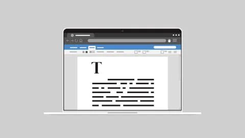 Valuable content on laptop screen writing texts creativity and promotion Stock Illustration