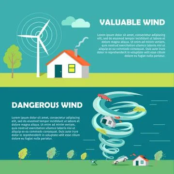 Valuable, Dangerous Wind Banners. Strength Levels Stock Illustration