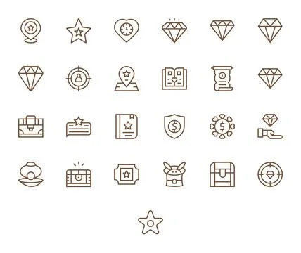 Valuable Pixel Optimized Vector Set with 25 64x64 Regular Line Icons Stock Illustration