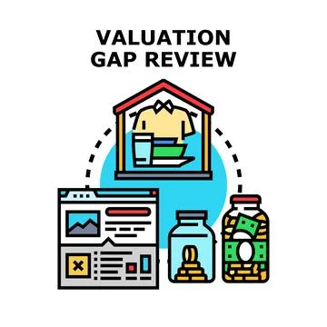 Valuation gap review process for financial analysis Stock Illustration