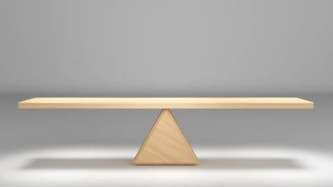 Valuation of two different objects,wooden scales on a white background,3d r.. Stock Illustration