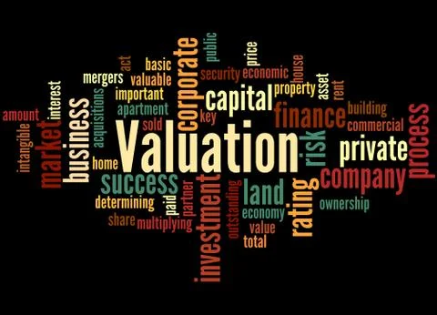 Valuation, word cloud concept Stock Illustration