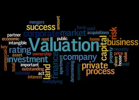 Valuation, word cloud concept Stock Illustration