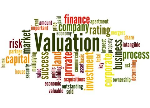 Valuation, word cloud concept Stock Illustration