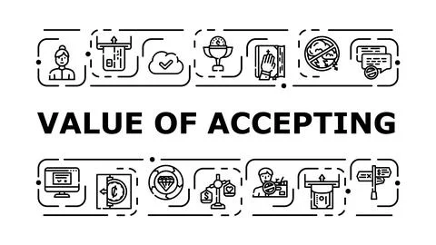 Value of accepting banner icon vector illustration Stock Illustration