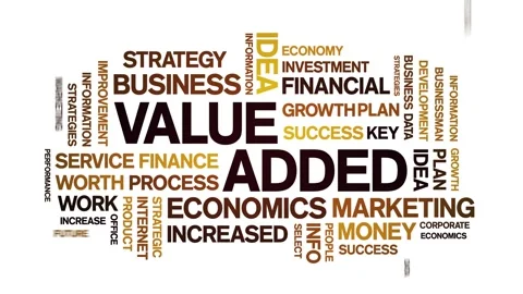 Value Added animated word cloud,text tag animation typography seamless loop. Stock Footage 154390932