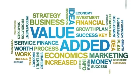 Value Added animated word cloud,text tag animation typography seamless loop. Stock Footage 154390944