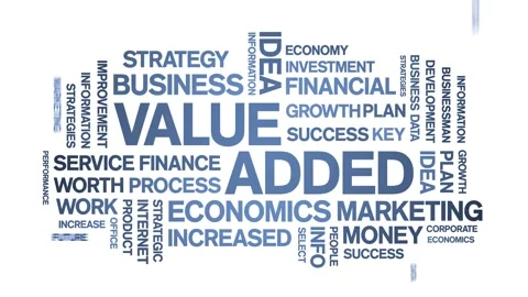 Value Added animated word cloud,text tag animation typography seamless loop. Stock Footage 154390992