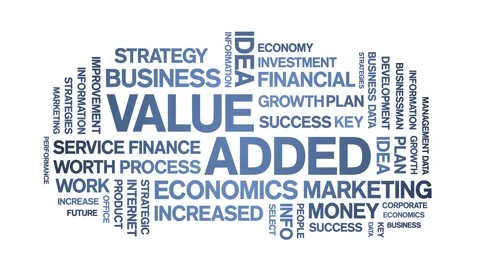 Value Added animated word cloud,text tag animation typography seamless loop. Stock Footage 154391007