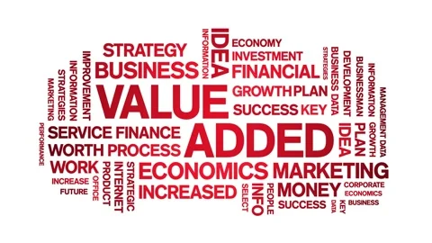 Value Added animated word cloud,text tag animation typography seamless loop. Stock Footage 154391050