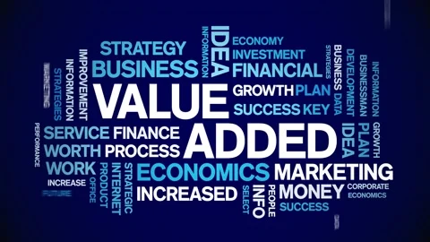 Value Added animated word cloud,text tag animation typography seamless loop. Stockbeeldmateriaal 154391200
