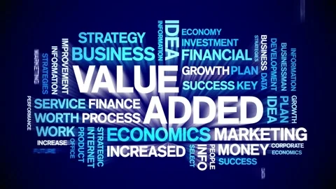 Value Added animated word cloud,text tag animation typography seamless loop. Stockbeeldmateriaal 154391510