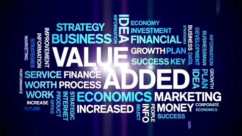 Value Added animated word cloud,text tag animation typography seamless loop. Stock Footage 154391653