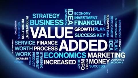 Value Added animated word cloud,text tag animation typography seamless loop. Stock Footage 154391867
