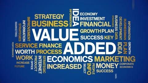 Value Added animated word cloud,text tag animation typography seamless loop. Stockbeeldmateriaal 154392346