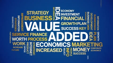 Value Added animated word cloud,text tag animation typography seamless loop. Stockbeeldmateriaal 154392608