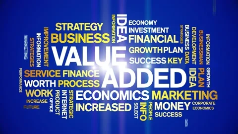 Value Added animated word cloud,text tag animation typography seamless loop. Stockbeeldmateriaal 154392810