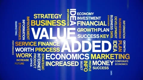 Value Added animated word cloud,text tag animation typography seamless loop. Stockbeeldmateriaal 154393020