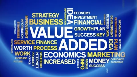 Value Added animated word cloud,text tag animation typography seamless loop. Stockbeeldmateriaal 154393195