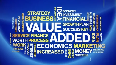 Value Added animated word cloud,text tag animation typography seamless loop. Stockbeeldmateriaal 154393433