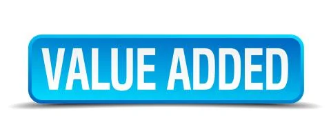 Value added blue 3d realistic square isolated button 스톡 일러스트