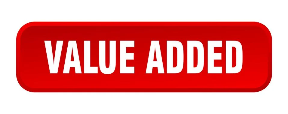 Value added button. value added square 3d push button 스톡 일러스트