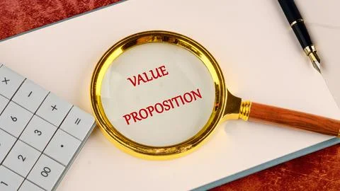 Value added concept. Words VALUE PROPOSITION written in a business book, to.. Stock Photos