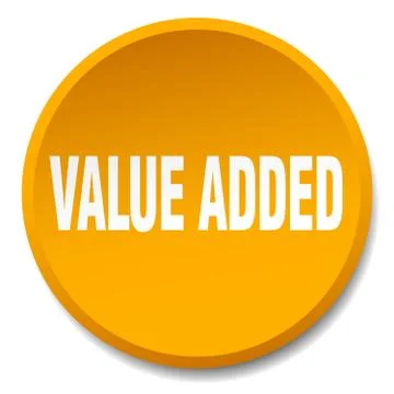 Value added orange round flat isolated push button Stock Illustration